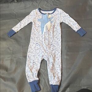 Kids Shark Print Footie Pajamas